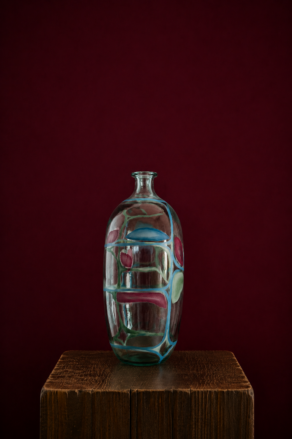 Hand Engraved & Hand Painted Glass Vase | Contemporary Art Glass | One-of-a-Kind Statement Decor