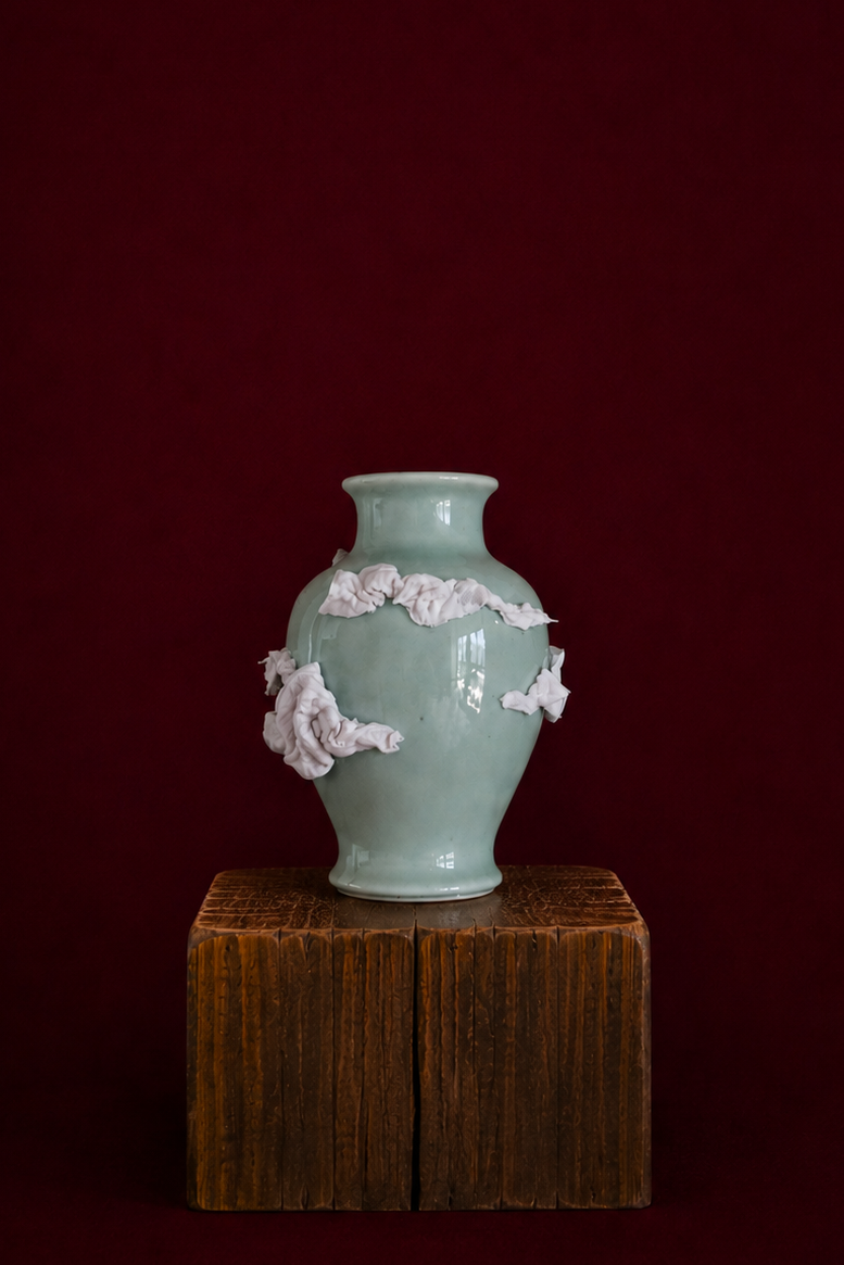 Upcycled Ceramic Vase | Mixed Media Fiber Art | One-of-a-Kind Statement Decor
