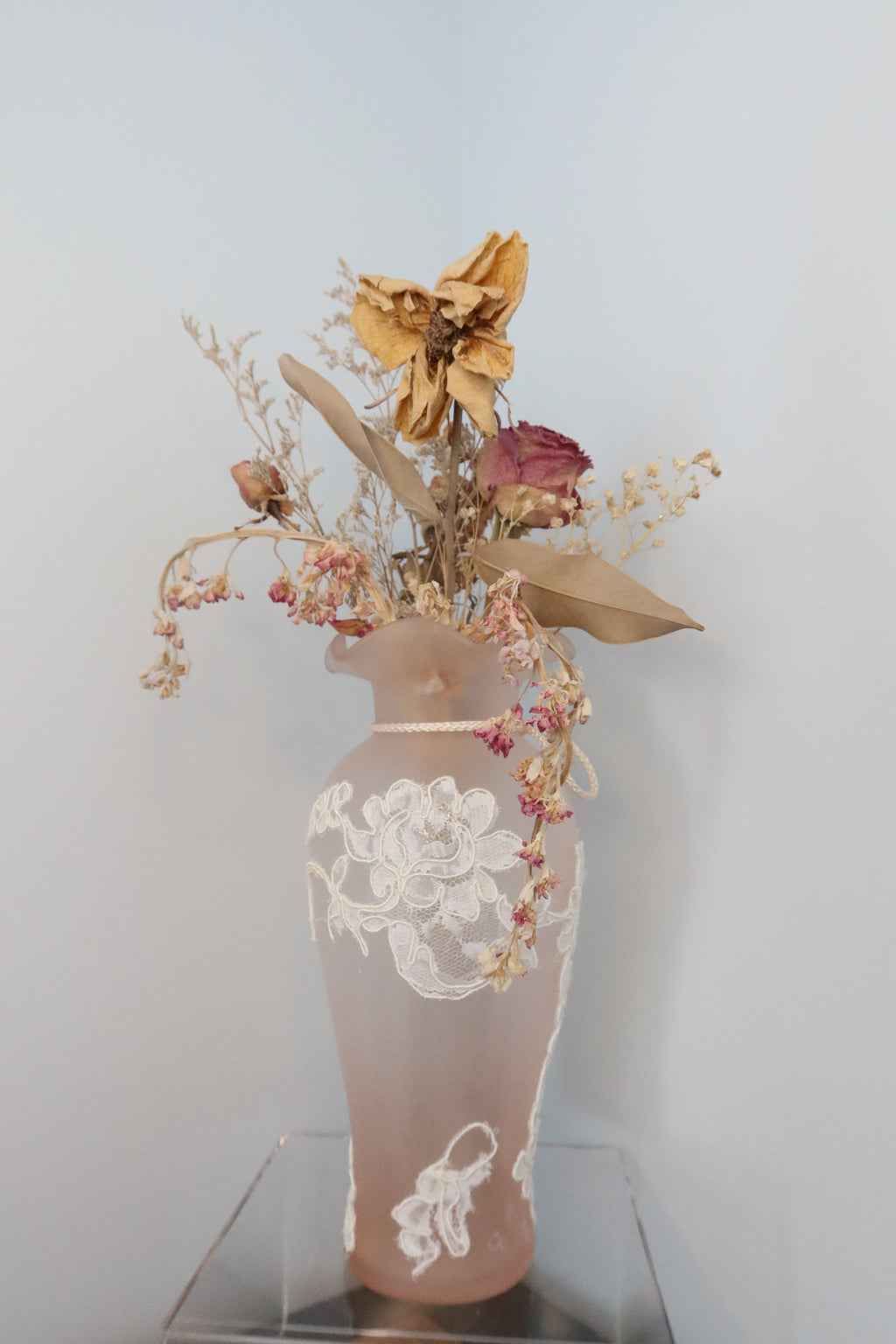 Blush Sculpture | Pink Upcycled Vase | Preserved Flower Bouquet | Flower Art | Sustainable Art