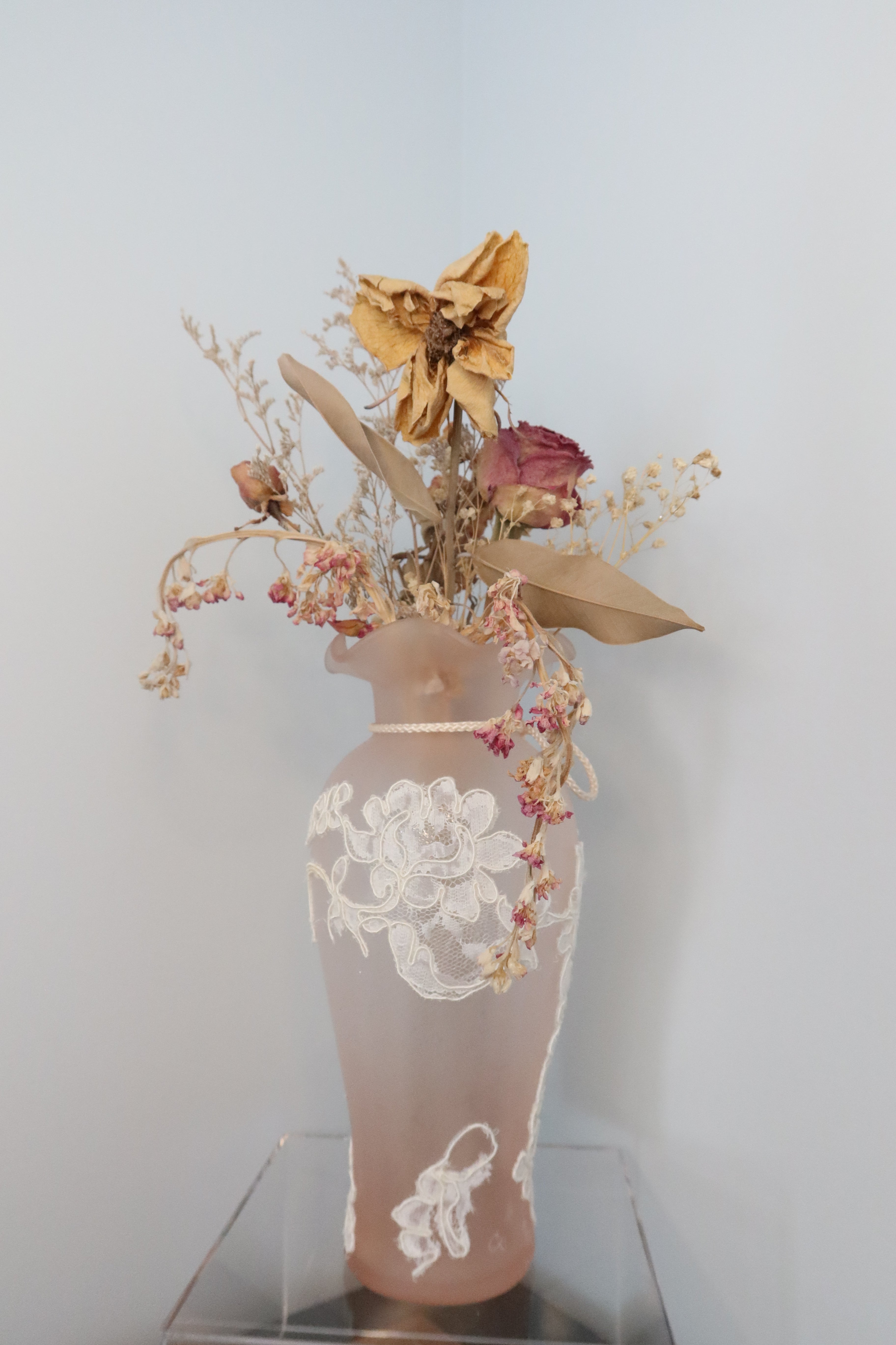 Blush Sculpture | Pink Upcycled Vase | Preserved Flower Bouquet | Flower Art | Sustainable Art
