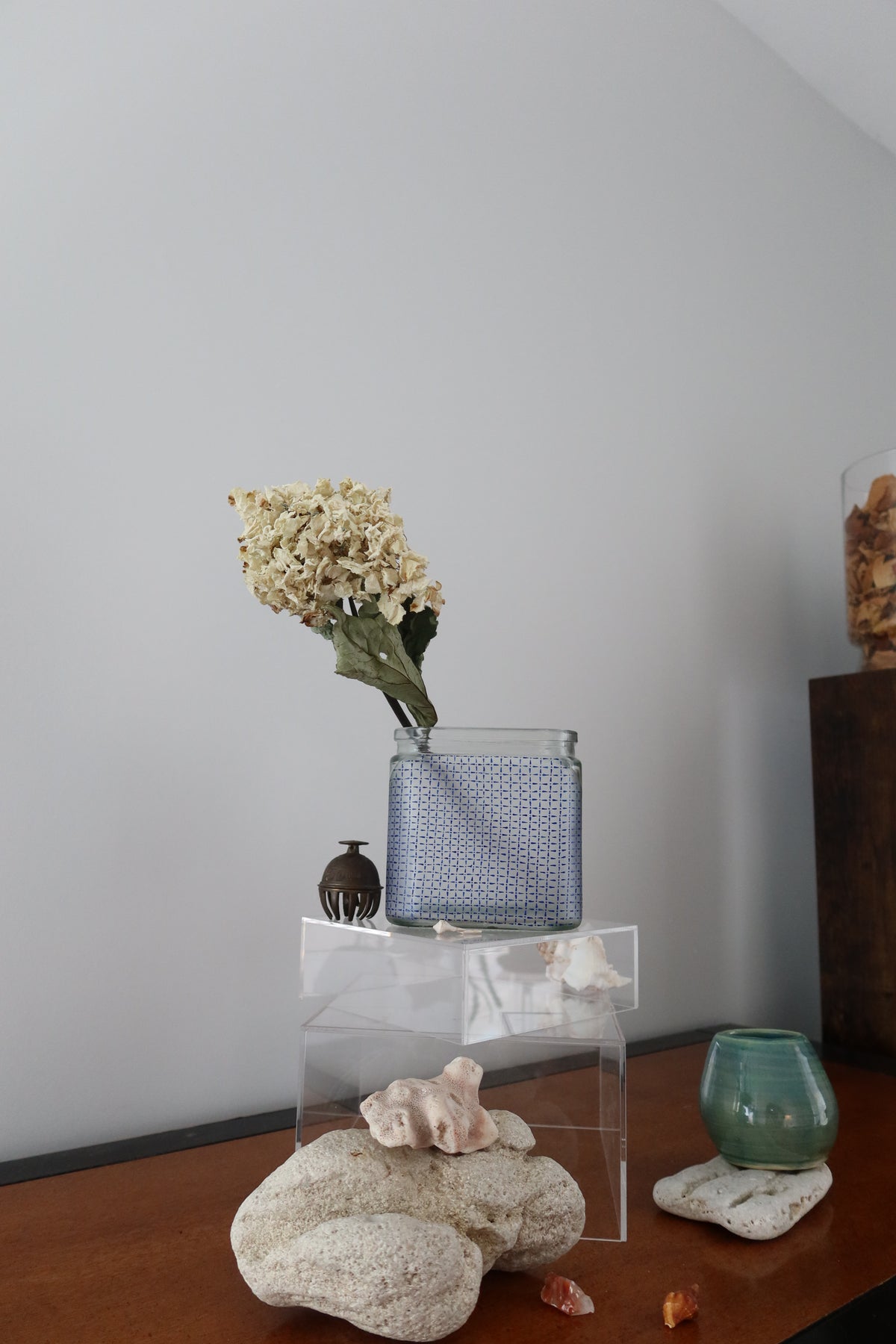 Hand painted glass container