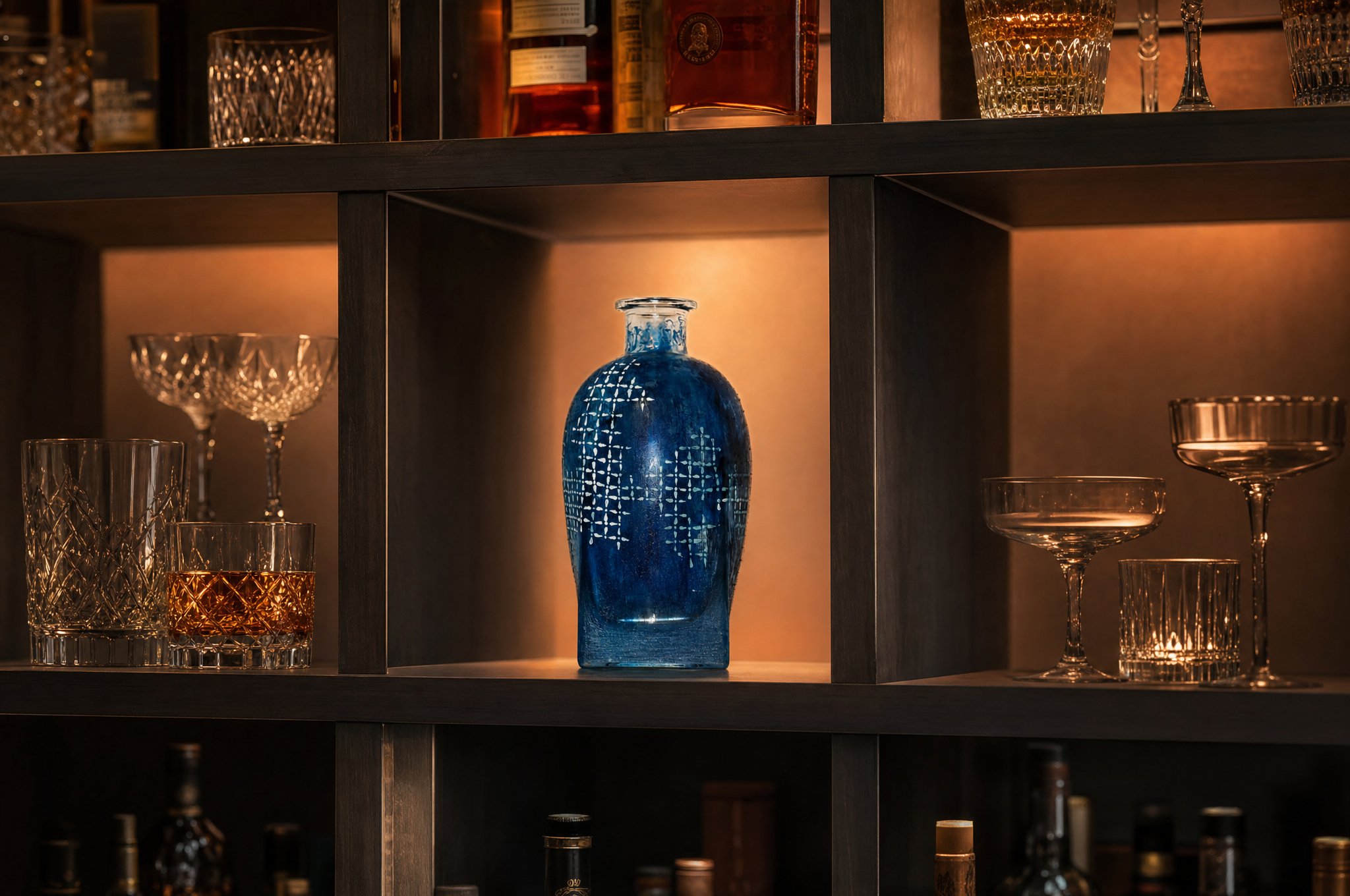 Blue Glass Vase | Glass Art | Upcycled Bottle | Bottle Art